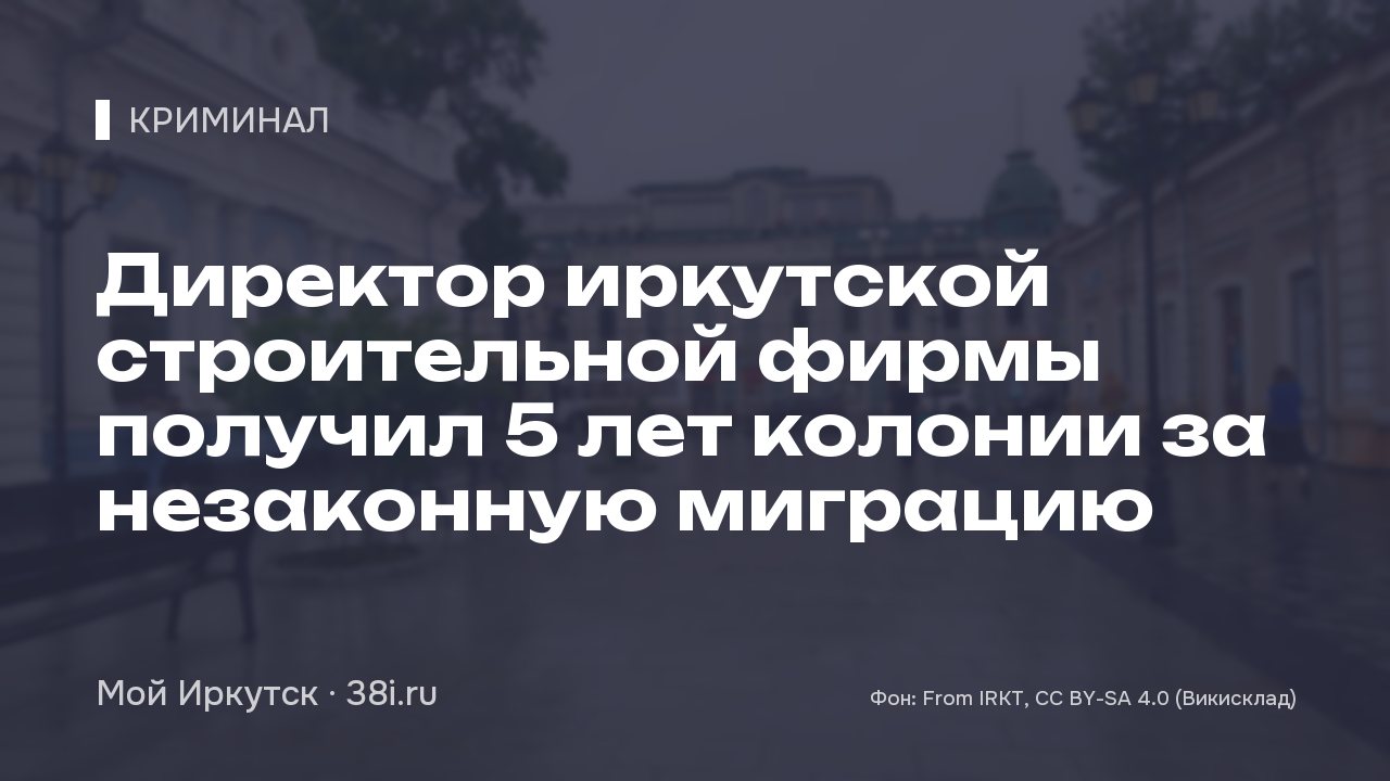 Директор иркутской строительной фирмы получил 5 лет колонии за незаконную миграцию