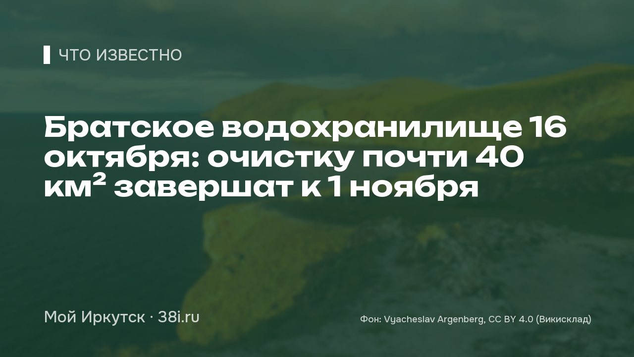 Братское водохранилище 16 октября: очистку почти 40 км² завершат к 1 ноября