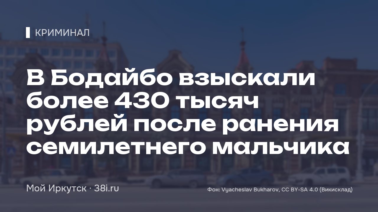 В Бодайбо взыскали более 430 тысяч рублей после ранения семилетнего мальчика