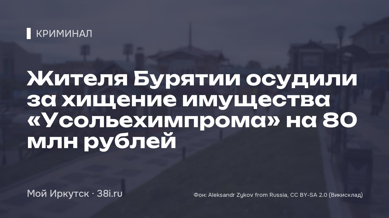 Жителя Бурятии осудили за хищение имущества «Усольехимпрома» на 80 млн рублей